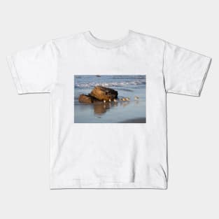 Shorebirds in a Straight Line at Crystal Cove Kids T-Shirt